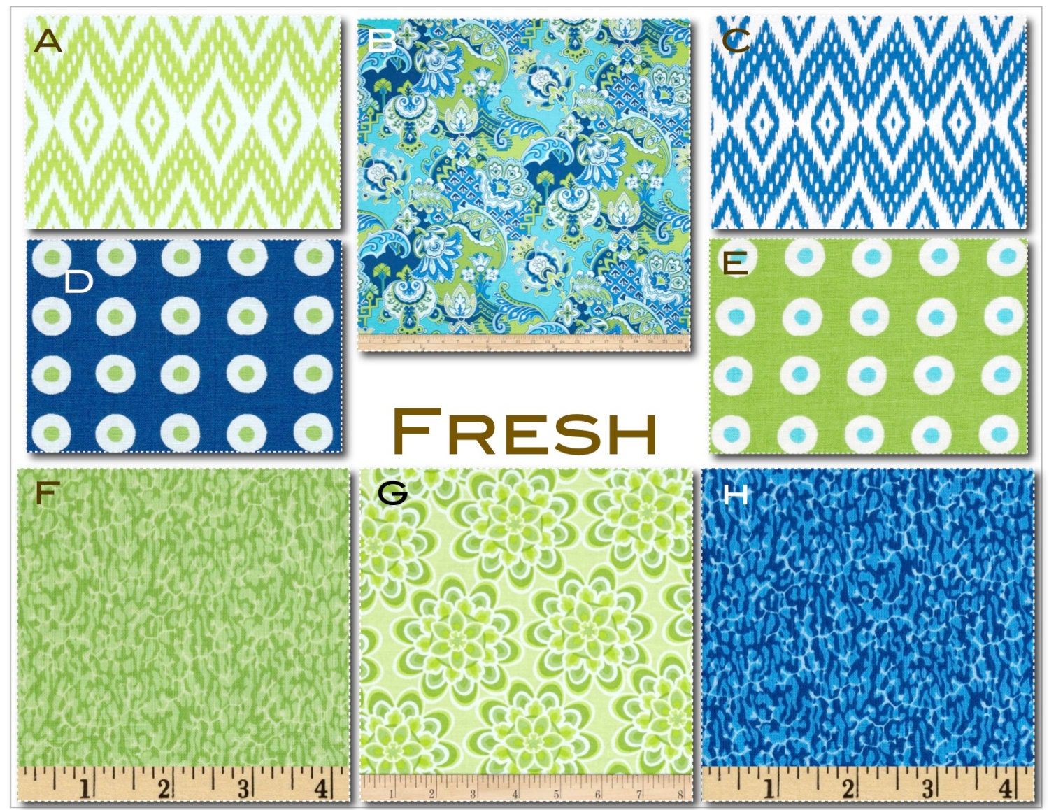 Custom Baby Crib Bedding -Design Your Own- Fresh Green and Blue