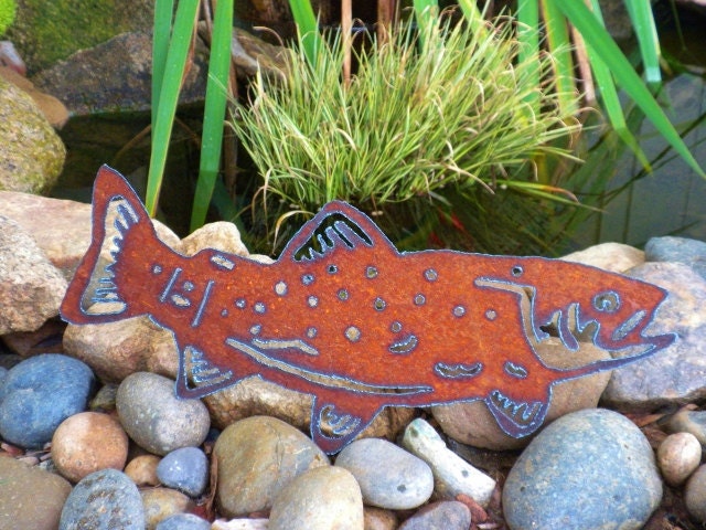 Father's Day Dad Fishing Swimm'in Trout Outdoor Fish Pond Garden Art