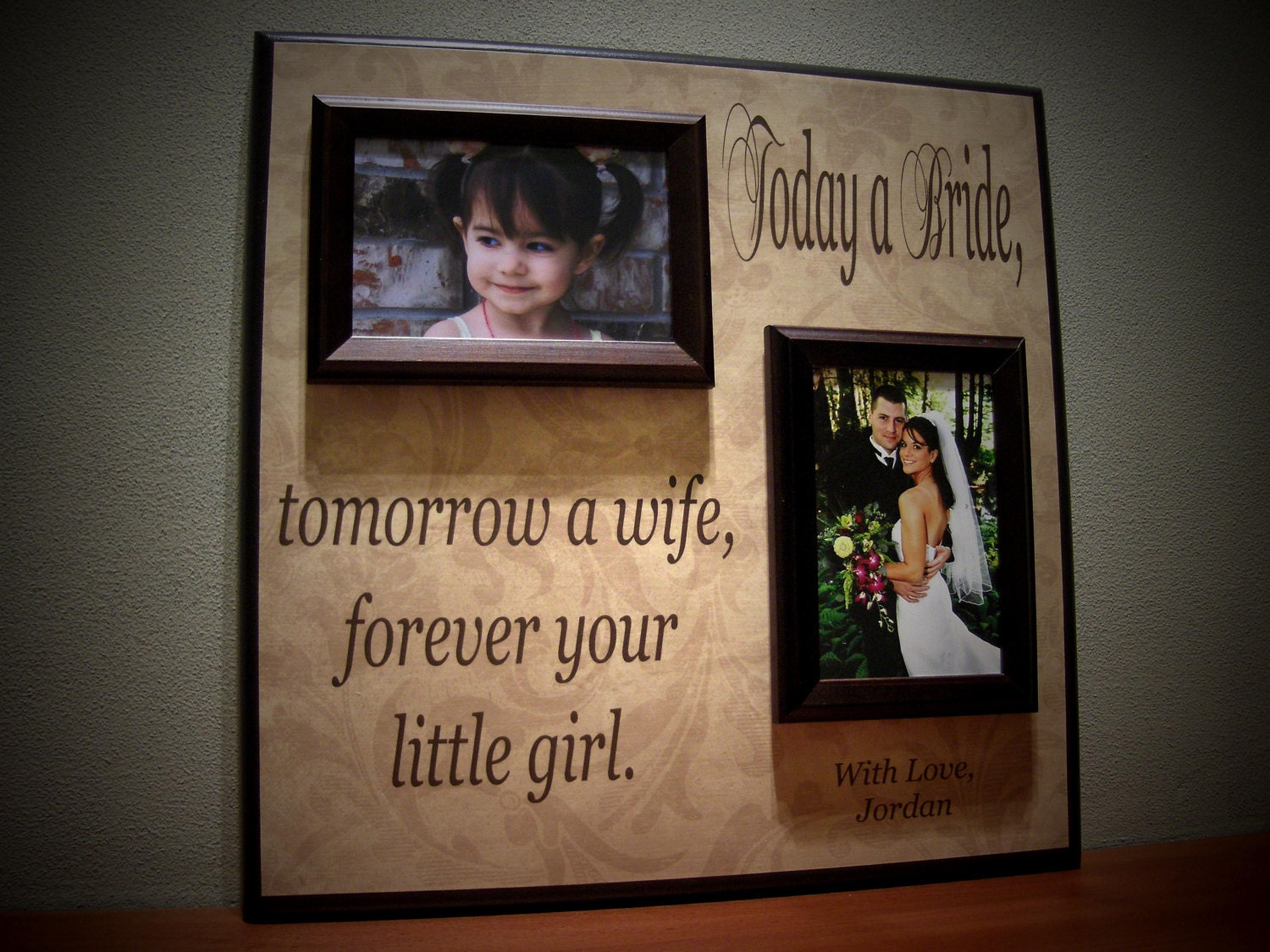 Today A Bride Tomorrow A Wife, Personalized Picture Frame- Wedding Gift, Father Mother of Gift