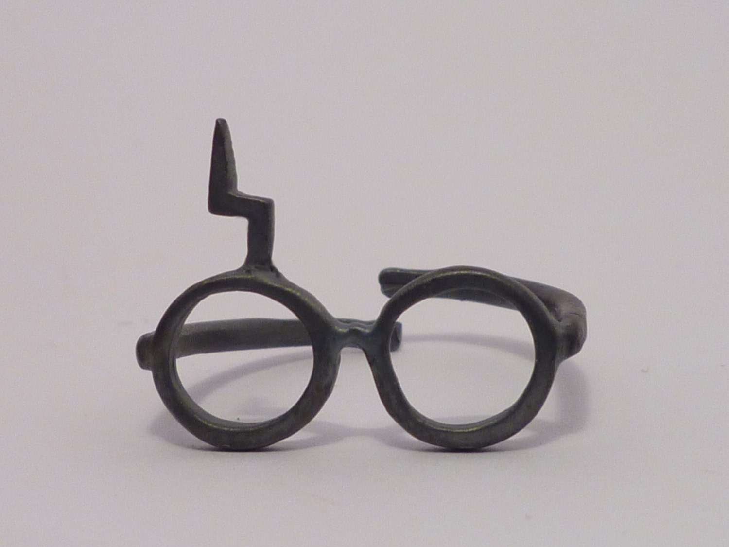 Harry Potter ring. Lightning scar. Oxidized Sterling silver glasses ring.Adjustable geek jewelry.Gift under 25.