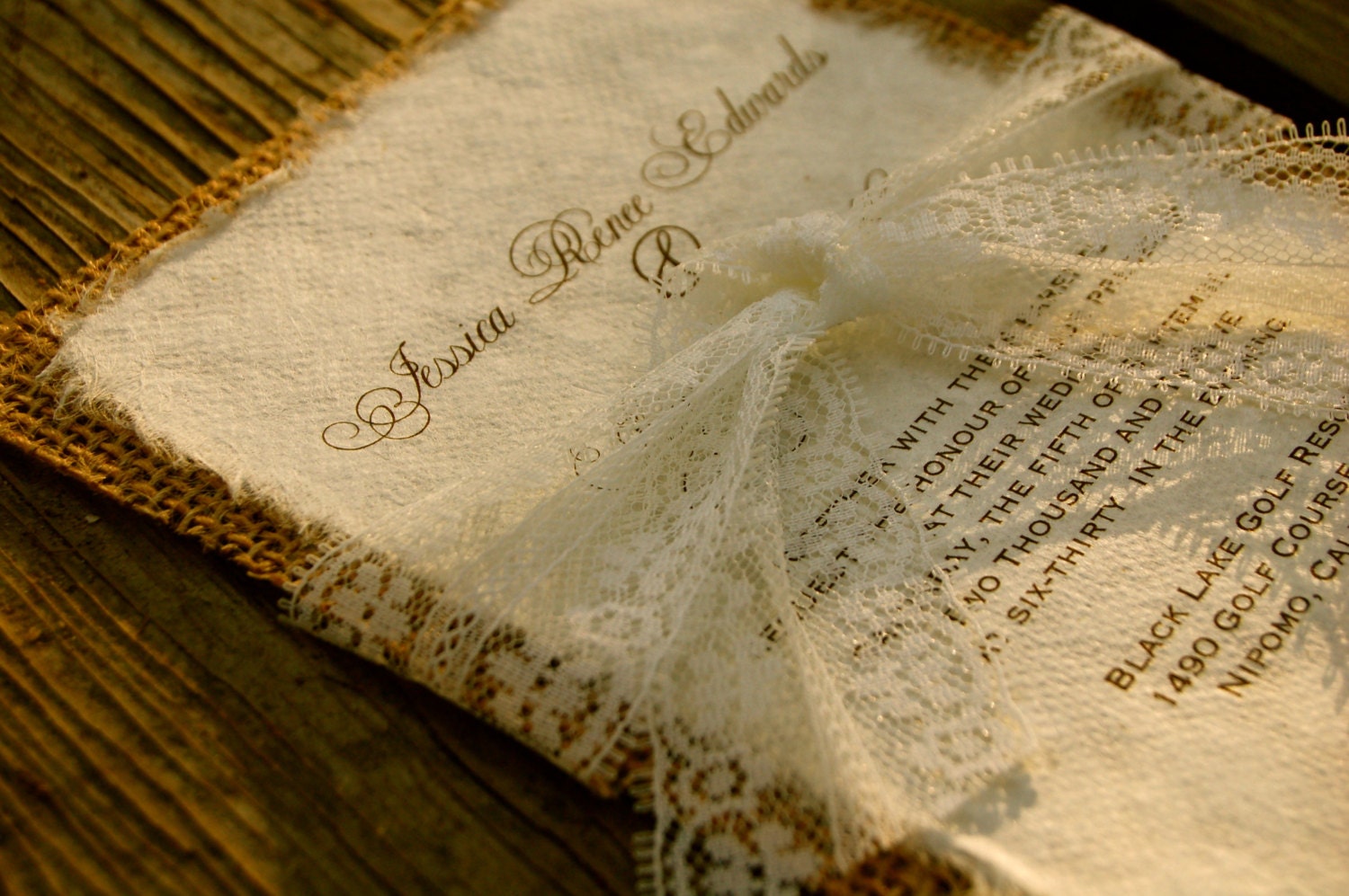 Reserve Listing for Brianna Mcmillion -DIY Rustic Burlap and Lace Wedding Invitation