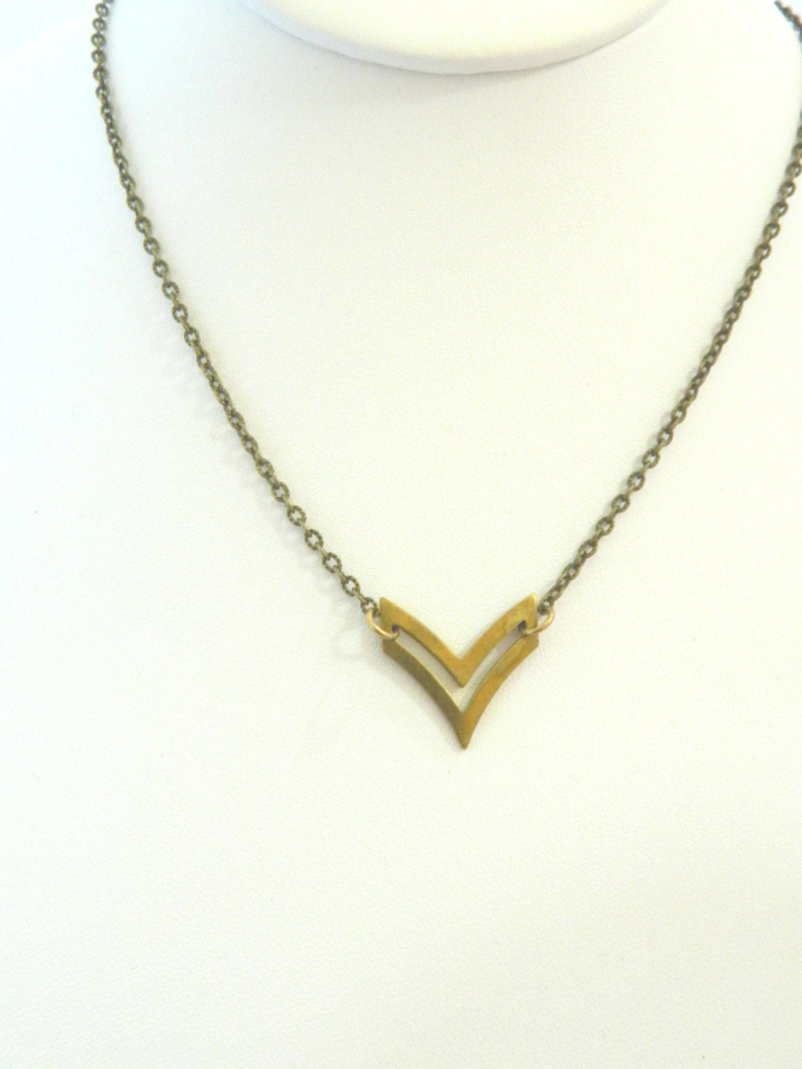 The Golden Age - Minimalist Brass Chevron on Antique Brass Chain - Geometric, Rustic, Tribal, Boho Chic - Perfect for Layering