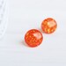 Bright Orange Iridescent Glitter Stud Earrings - Hypoallergenic Surgical Stainless Steel Post Earrings - Neon