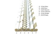50 Paper Straws, Gold Straw,  Silver Straw, Stripe Straw, Star Straw, Chevron Straw - Pick Your Own Mix