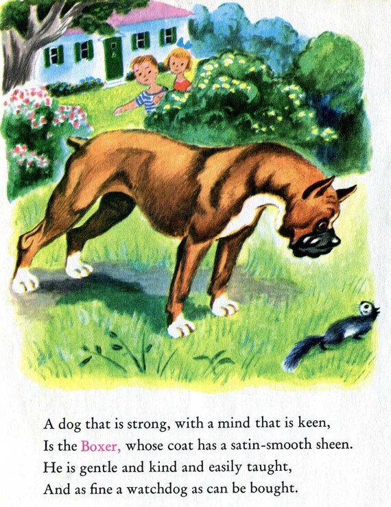 Boxer+Dog+Poem Boxer and Fox Hound Dog Illustrations and Poems from a Vintage ...