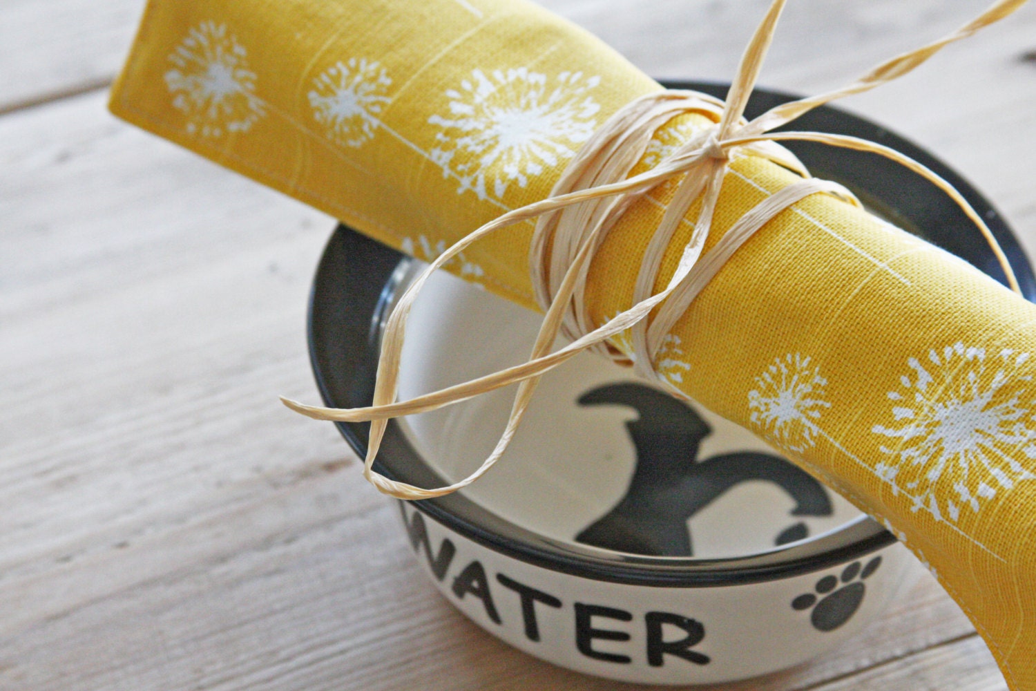Pet Placemat in Yellow Dandelions Small Size - FREE US SHIPPING