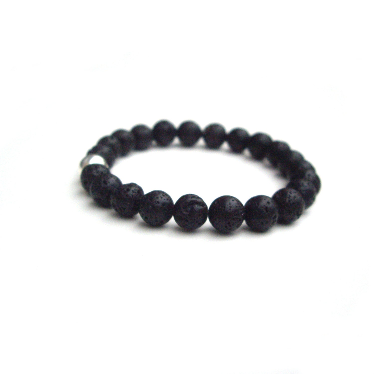Black Lava Bracelet, Stretch Bracelet