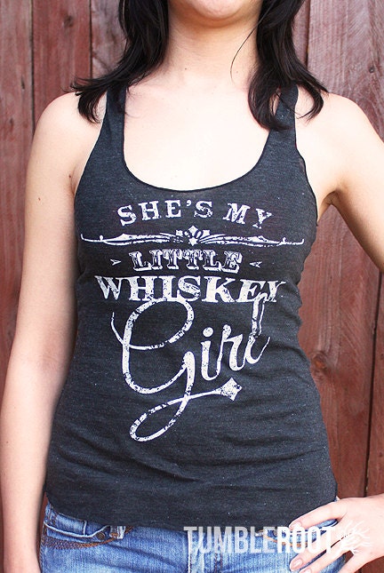 She's My Little Whiskey Girl - Women's Racer Back Tank top - "Tri-Black" and white ink - Toby Keith