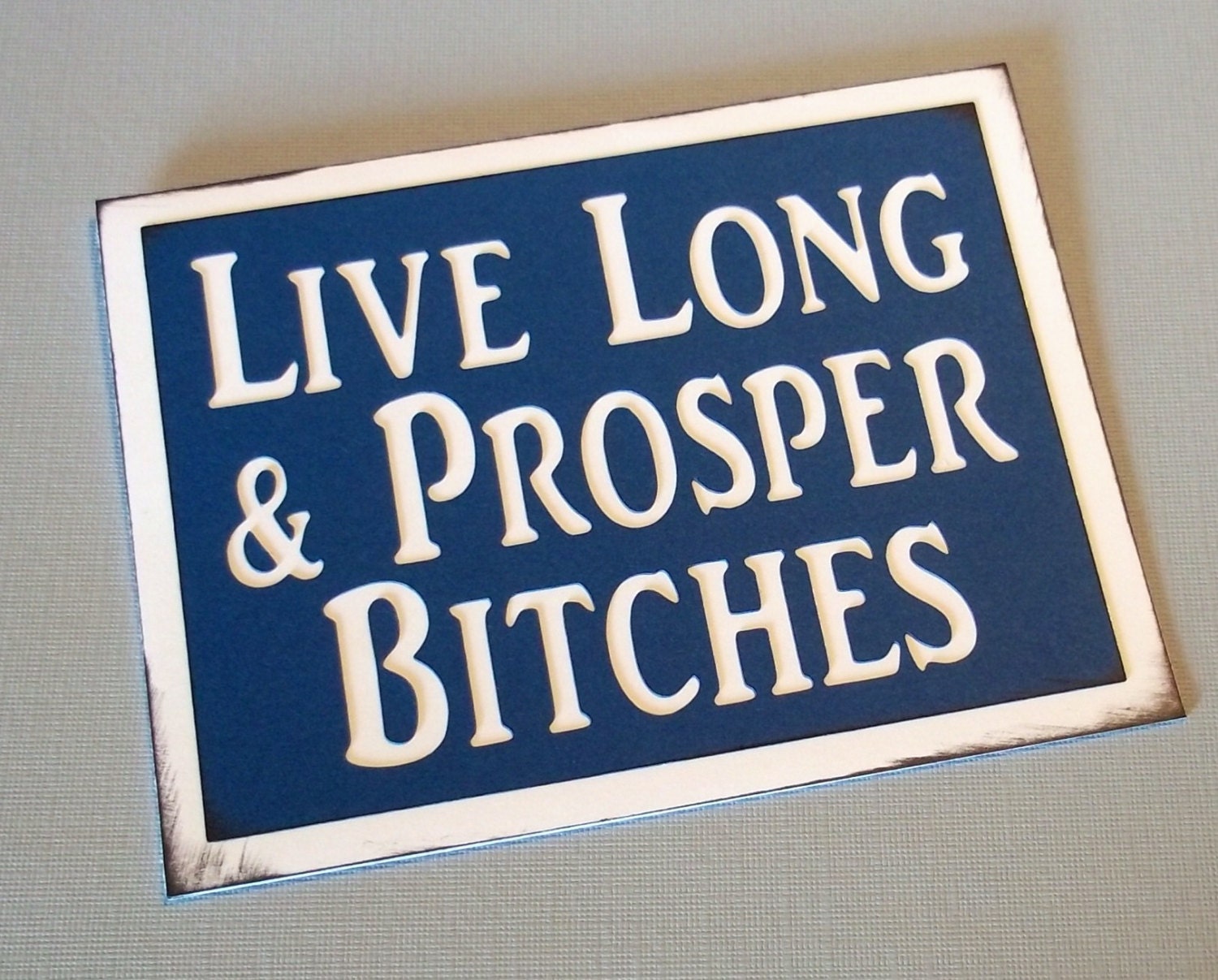 Live long and Prosper - Blue Card with White lettering - Star Trek inspired - blank inside
