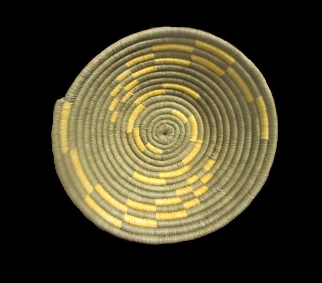 Olive Green and Gold Hand Woven Trivet/Bowl