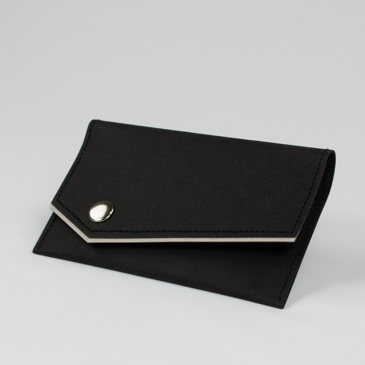 Accented Business Card Case in Black and Gray - Washable Kraft Paper