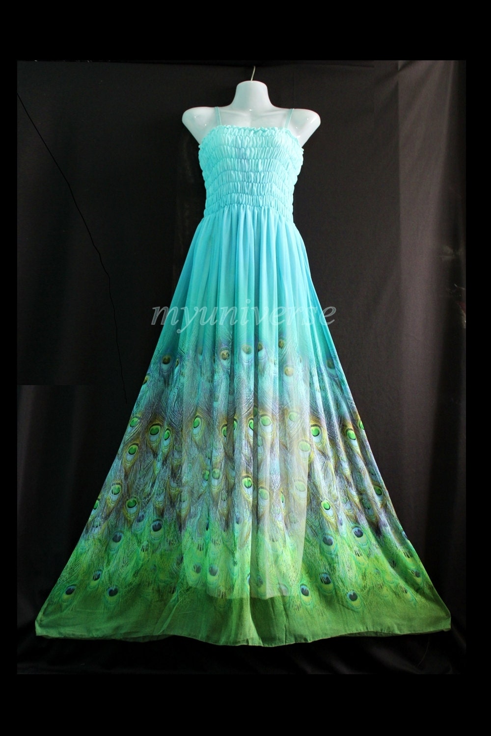 Maxi Dress Peacock Women Plus Size Prom Long Change Tone Blue Bridesmaid Dress 1X 2X 3X 4X