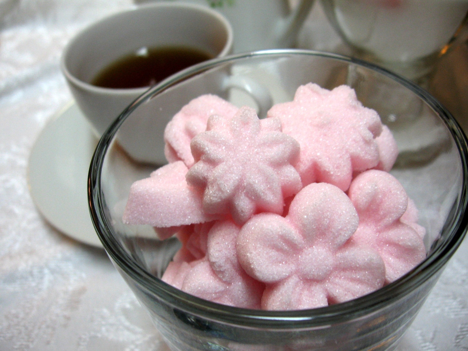 Tea Party Spring Garden of Flowers Shaped Sugar Cubes Roses, Tulips, Forget Me Nots and More