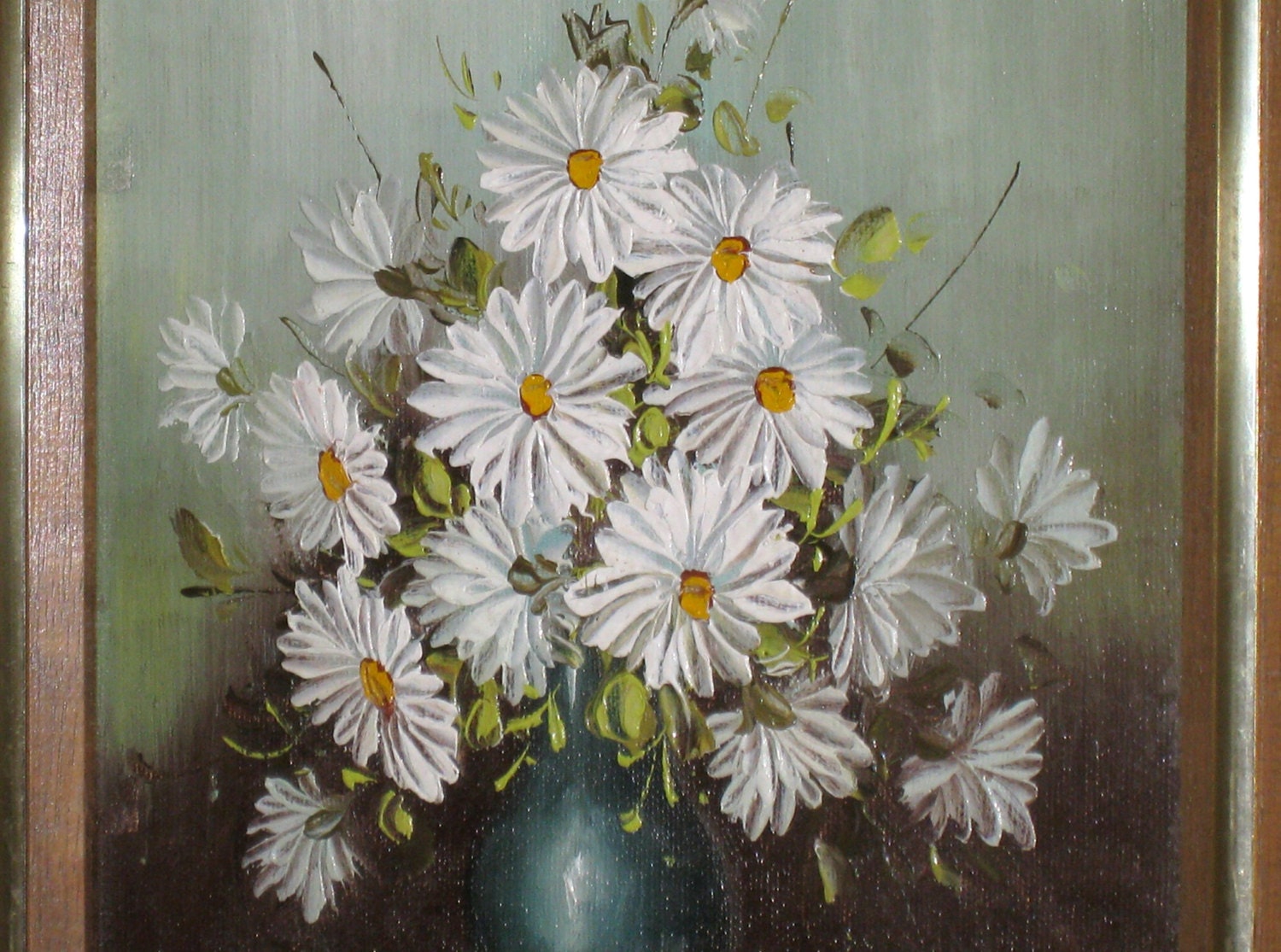 Gorgeous ROBERT COX Daisies Floral Painting / Oil, Canvas On Wood / 8" X 10" In Frame / Free Us Shipping