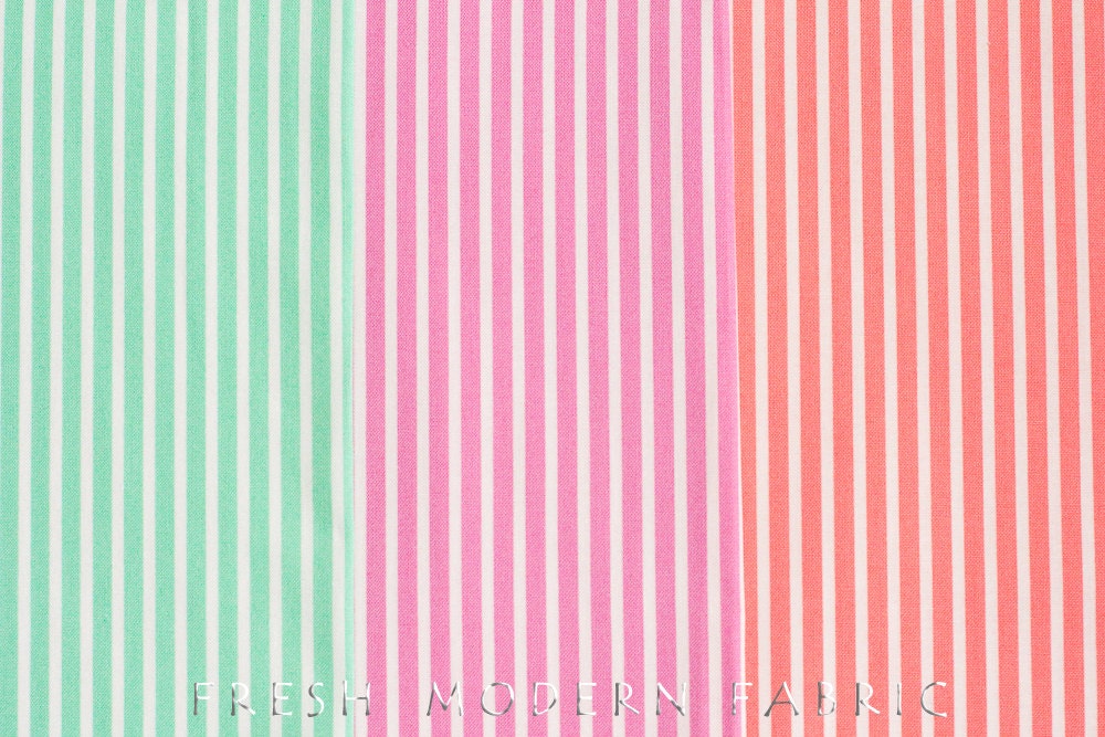 Fat Quarter Bundle Posy Stripe in Lily of the Valley, Hollyhock and Geranium, Aneela Hoey, Moda Fabrics, 100% Cotton Fabric