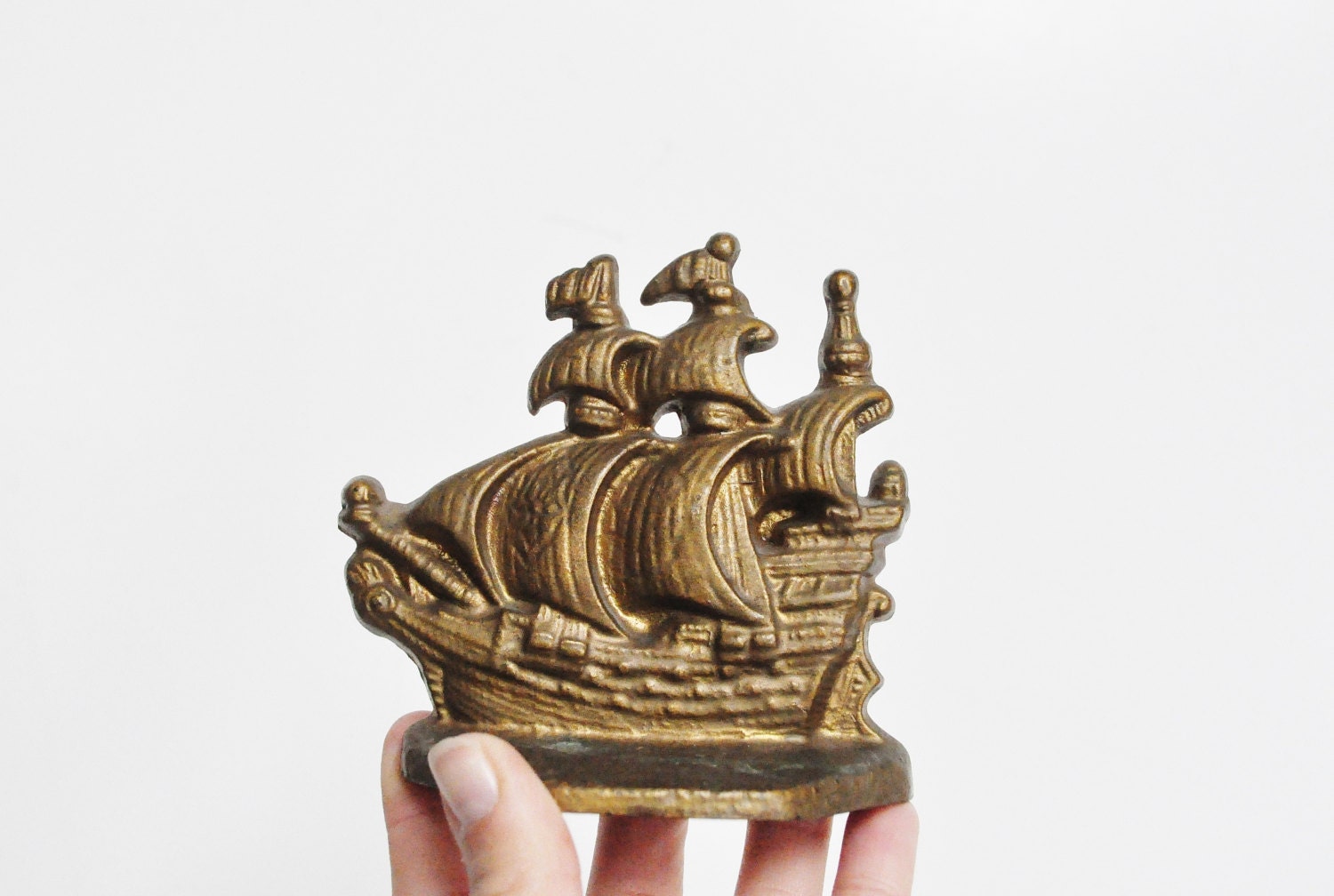 Brass Ship Bookends - Vintage Bookends