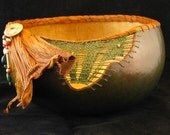 Tapestry Gourd Bowl with Weaving