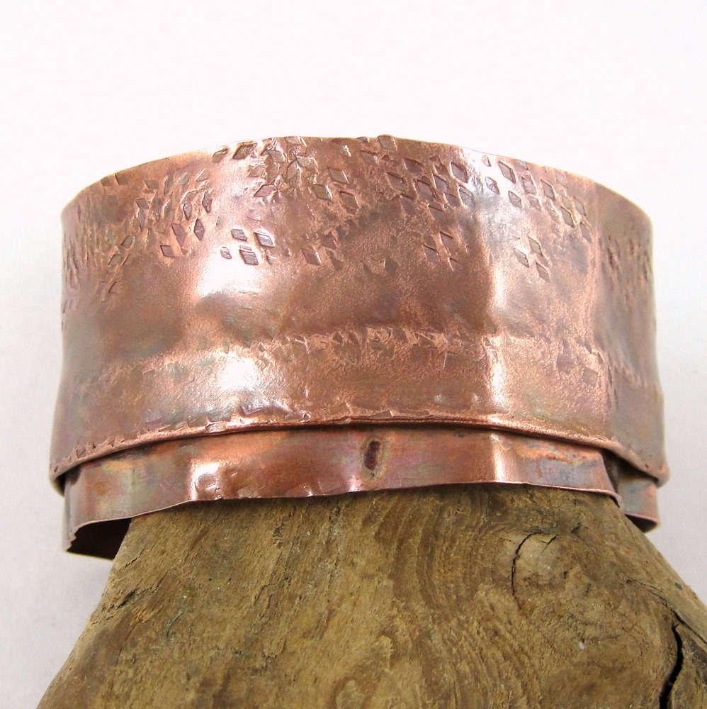 Fold Formed Unisex Copper Cuff Bracelet  Torch Painted