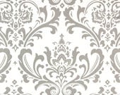 Pair of Decorative Designer Custom Curtains Drapes  50 x 120  Ash Gray and White Damask Fully Lined