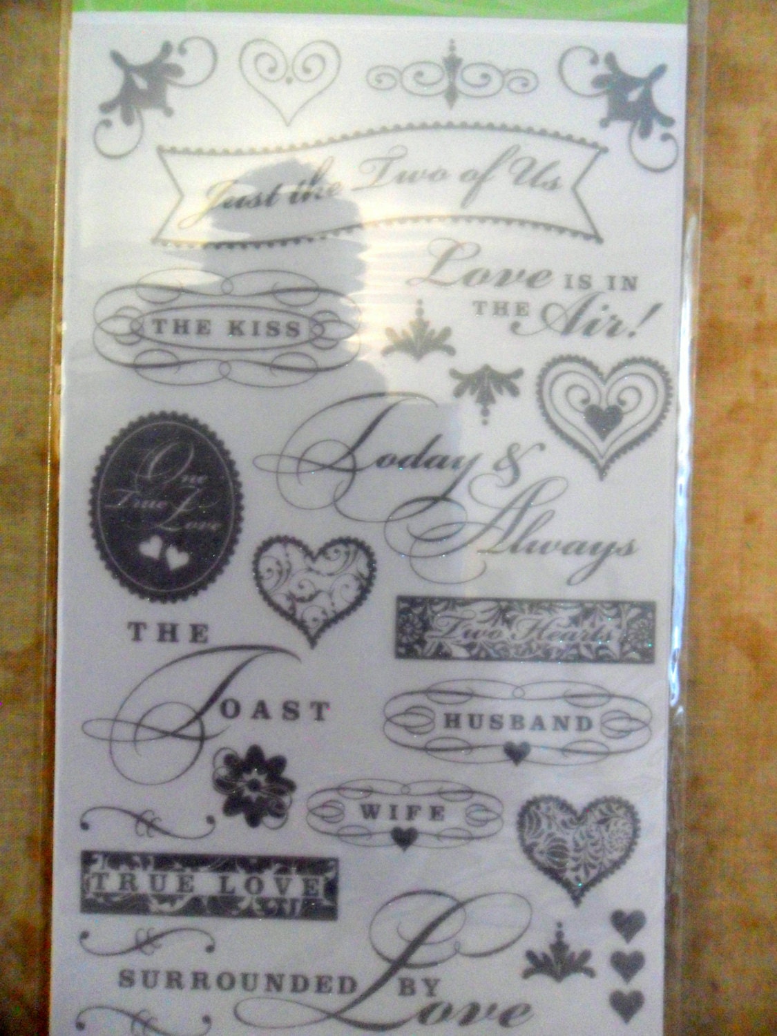 Wedding Quote Silver Glitter Rub-on Transfers by K and Company-SALE