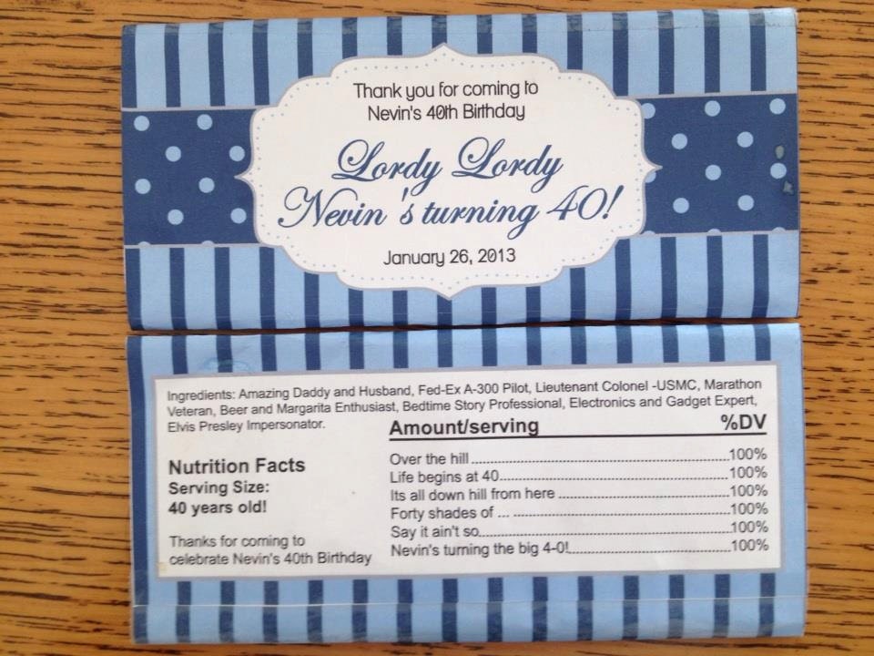 40th Birthday Party Chocolate Bar Wrapper- Print Your Own Il_170x135