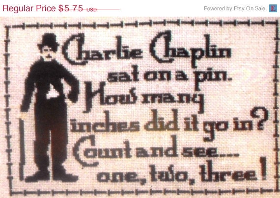 Ruth Sparrow Gendron CHARLIE CHAPLIN By Twisted Threads Mommas Meanderings  - Counted Cross Stitch Pattern Chart