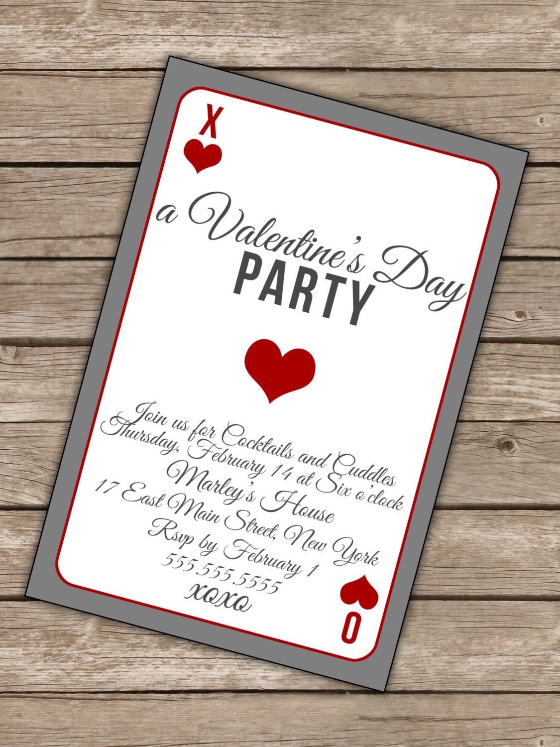 Valentine's Day Playing Card Invitation (Printable Digital File) Il_570xn