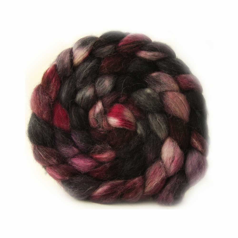 Buy 3 Get 1 Free - sw bfl alpaca nylon top SABOTAGE roving hand painted 4.2oz