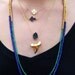 Sideways Cross Gemstone Necklace - Black, Turquoise, White Pearl