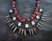Apocalyptic Tribal Shaman Necklace Real Bone, Vertebrae Primitive Statement One of a Kind