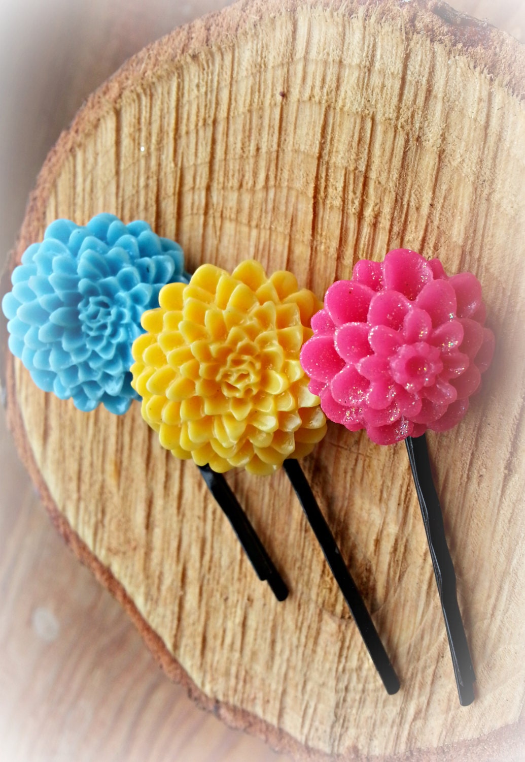 Bobby Pins Set of 3 Flowers