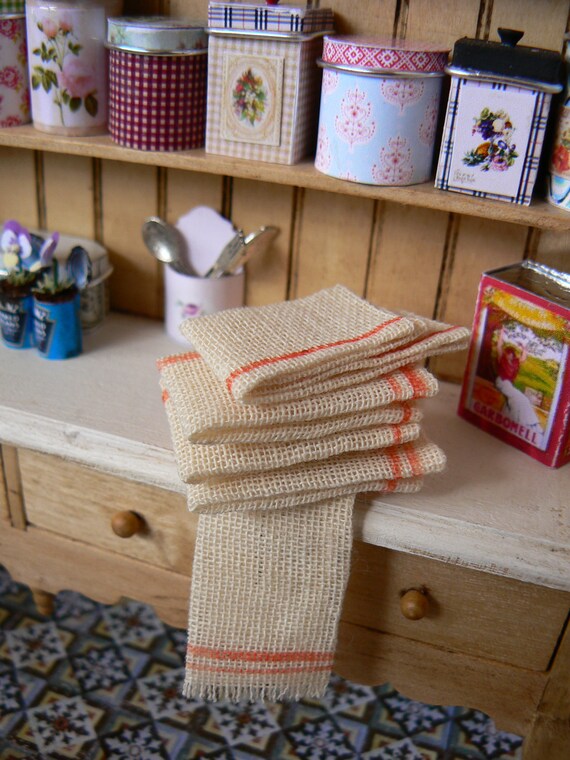 French pure linen Towel for dollhouse Doll house, Miniature dolls