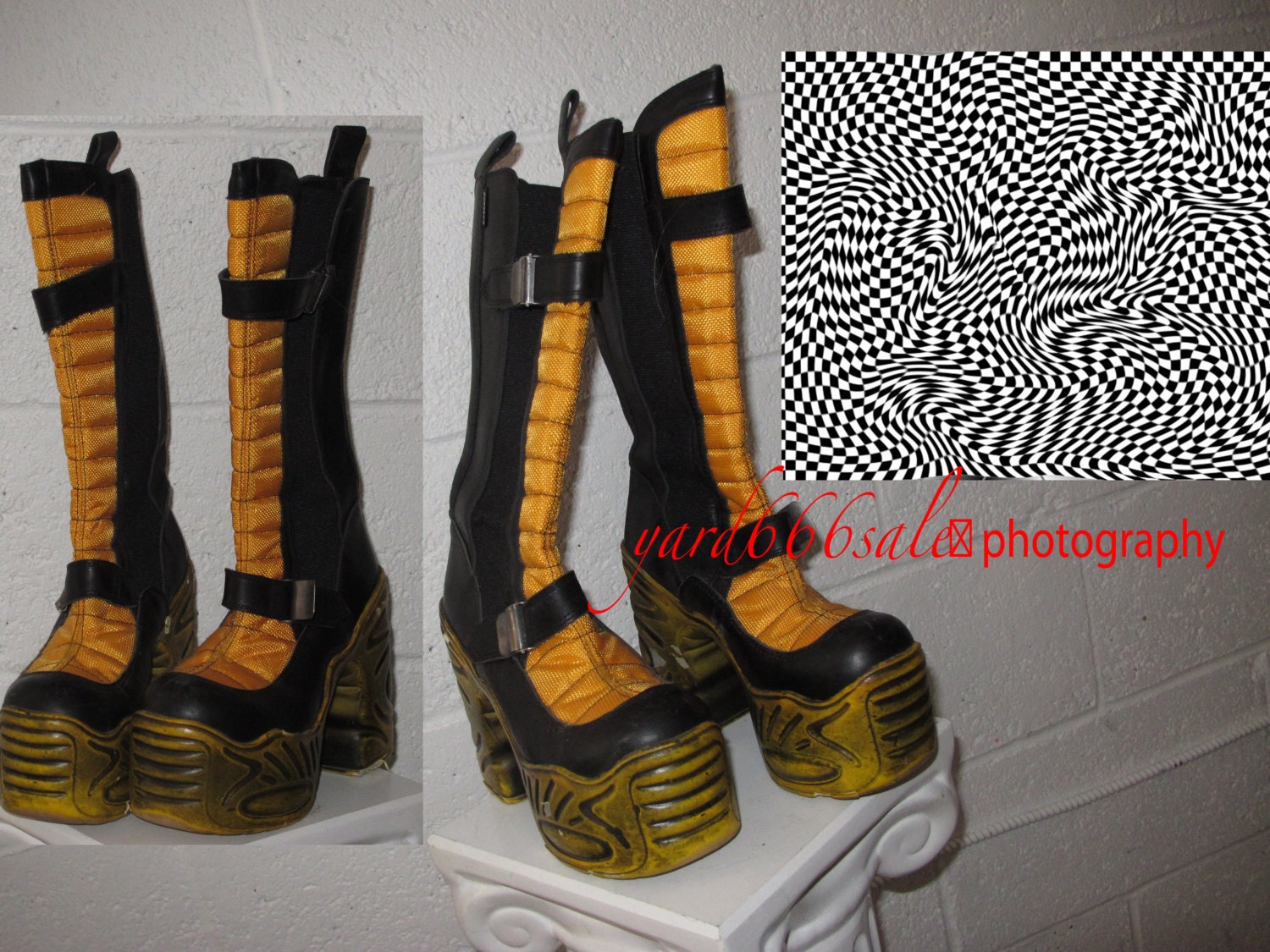 rare destroy cyber goth platform boots 6 1/2