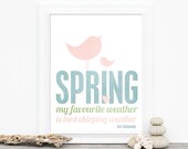 Spring - Pastel Muted Modern Graphic Quote Spring Easter Birds Print - 8x10 Mothers Day