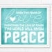 The Power of Love Digital Art Print - Aqua Teal Blue Heart Peace Typography Valentine