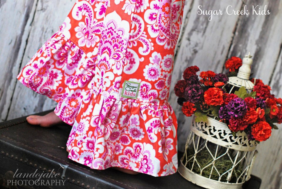 Pink Damask Ruffled Pants for Girls.....Nelly Style .Handmade Children's Clothing at Sugar Creek Kids....