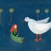 Lullaby for a Girl - giclee print open edition girl with bird whimsical art playroom decor kids room wall art nursery decor folk decor