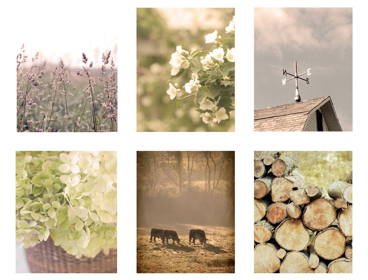 Set of six rustic decor photos, rustic home decor set, country photos, farmhouse chic photo set, landscape art, farm decor