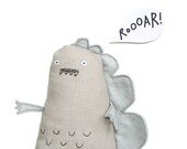 Toy Dinosaur, Plush Dinosaur, Dinosaur Softie, Handmade Dinosaur, Toy Animal, Creature, Prehistoric, Jurassic, Poosac, Brown, Green, Spring