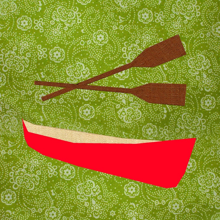 Jolly red Canoe Paper pieced quilt block pattern PDF