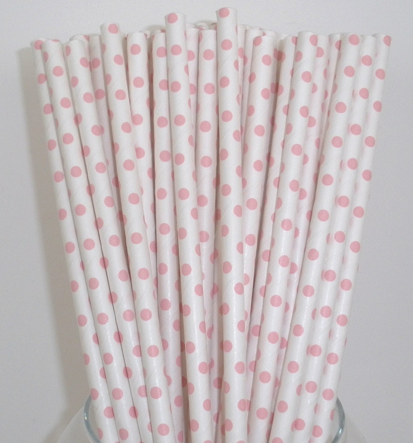 25 Pink Polka Dot Paper Straws Paper Drinking Straws Wedding, Cake Pop Sticks Retro Vintage Party Straws Princess Cowgirl