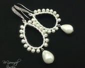 Pearl Bridal Earrings Wire Wrapped Teardrop Dangle Earrings Ivory Pearls Hypoallergenic Earrings Bridesmaid Gift Boho Pearl Jewelry Vintage