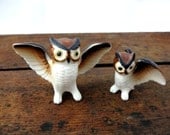 Two miniature vintage bone China owl figurines