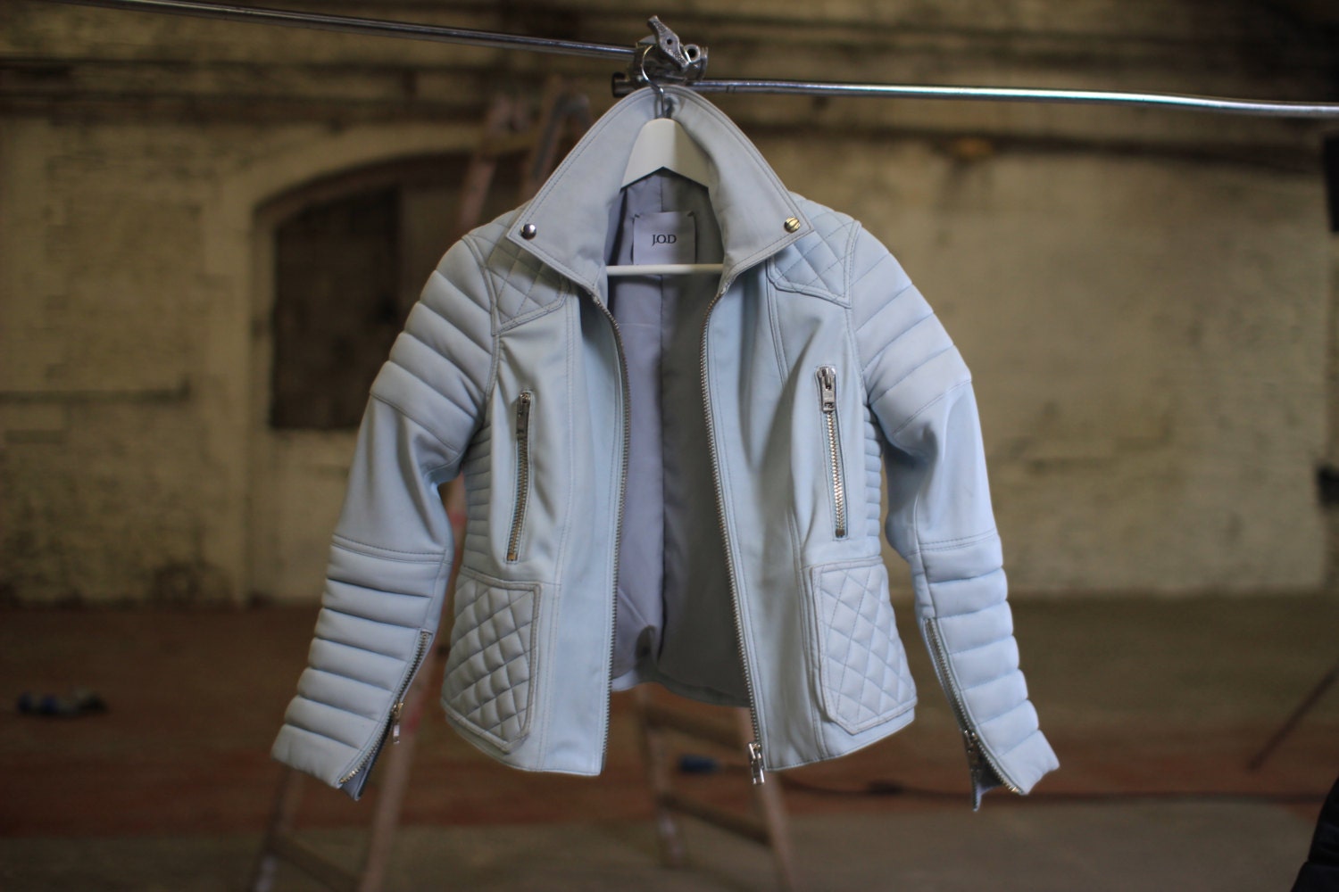 Custom Mint Leather Biker Jacket by J.O.D