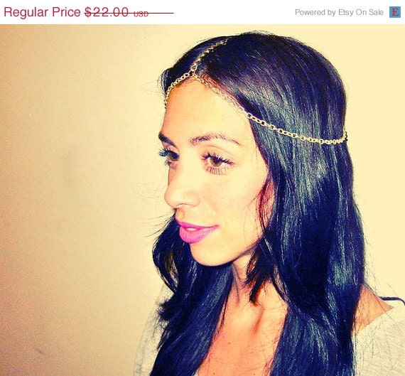 ON SALE NOW Headpiece, Goddess Chain Headband, Gold Chain Headpiece, Hippie chain head piece, Eco-Friendly, Ooak Gift for Her