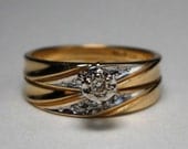 Vintage 10K Gold Diamond Wedding Ring Set
