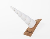 White Unicorn Horn Hair Clip with a gold swirl in Original Size Costume Headband