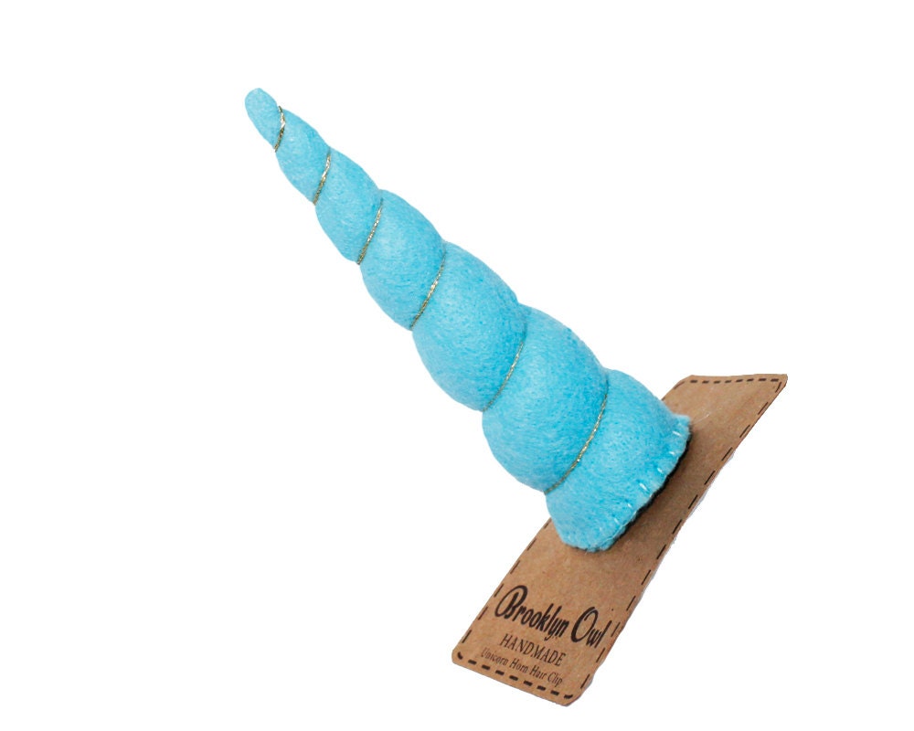 Unicorn Horn Hair Clip in Sky Blue Felt in Original Size Headband Costume