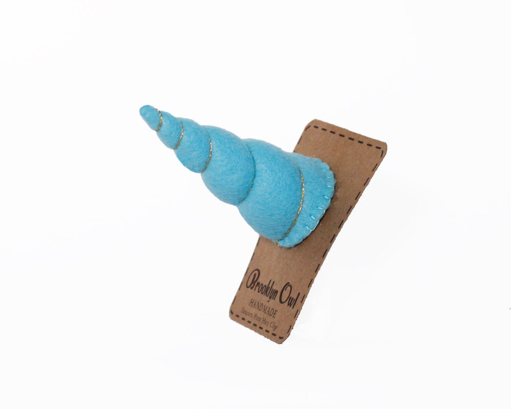 Unicorn Horn Hair Clip with Sky Blue Felt in Tween Size Headband Costume