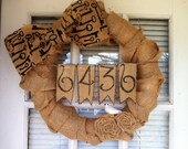 Burlap Address Banner Bird Rosette Skeleton Key Wreath